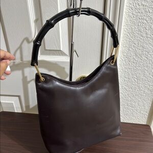 Vintage Gucci Bamboo Shoulder Bag Nylon Interior